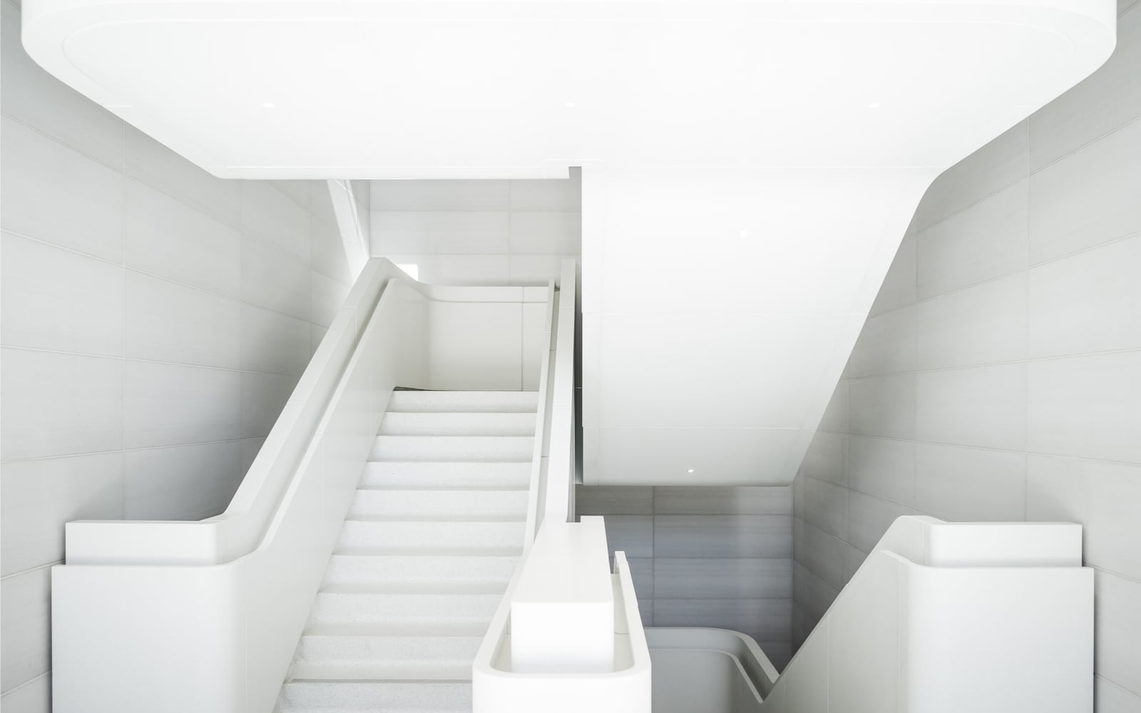Minimal white marble staircase interior