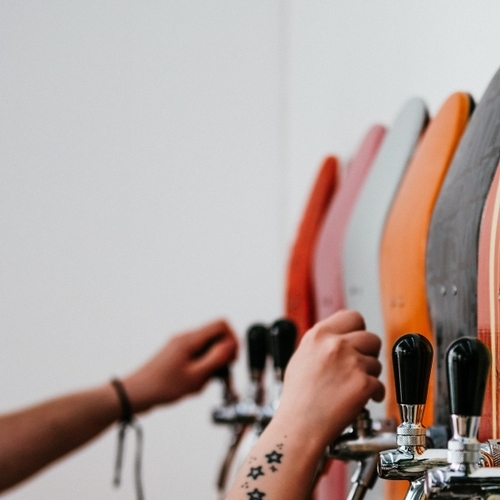 Craft beer taps at Big Road Brewery